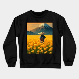 Journey To Mount Fuji - Samurai and Wildflower Impressionism Crewneck Sweatshirt